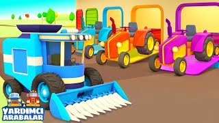 Yardımcı arabalar ile sebzeleri toplayalım. Çocuklar için eğitici çizgi film - Türkçe dublaj