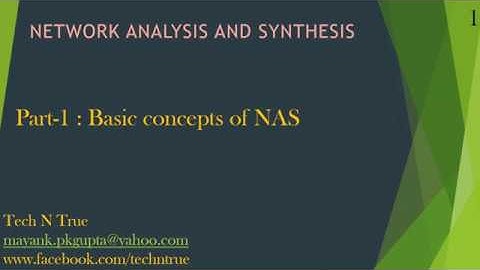 NETWORK ANALYSIS Lecture 1- Basic concepts in network analysis and synthesis