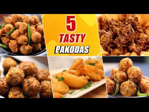 5 Crispy, Crunchy Pakoda Recipe   Moong Dal Pakoda   Corn Pakoda   Onion /Aloo Pakoda   Poha Pakoda