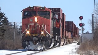 Another Extra Chicago Bound Stacker! CN X123 Passing Sackville West - Just West of Sackville, NB
