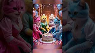 Crazy Cats Cutting Cake Of Party