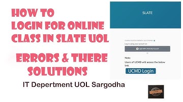 How to login for online class on slate || problems & There Solutions || For Students