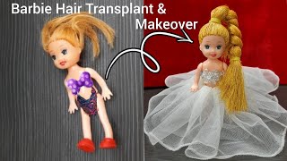 Making Barbie Hair from silk thread how to make doll hair Barbie makeover hacks Ariana Grande alike