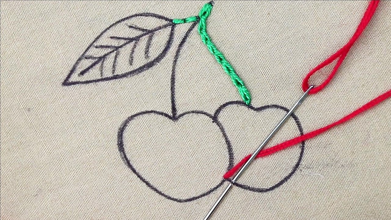 very easy and simple Fruit Stitch Needle Point Art hand embroidery design | fruits embroidery design