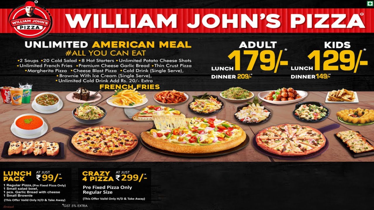William john's pizza Unlimited Pack (Lunch & Dinner) Nikol YouTube