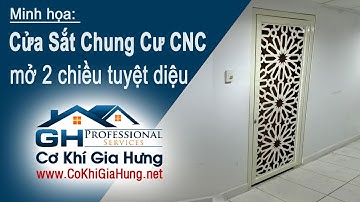 Minh họa cửa sắt chung cư CNC mở 2 chiều nhiều người say mê