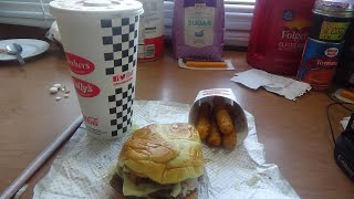 ASMR Having Checkers Smoky Bbq Bacon Buford With Mozzarella Sticks And A Shake