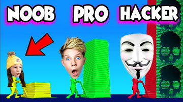 Can We Go NOOB vs PRO vs HACKER In STACK COLORS?! (ALL LEVELS!) Prezley & Miss Charli