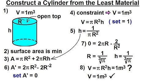 Calculus 1: Max-Min Problems (11 of 30) Construct a Cylinder from the Least Material