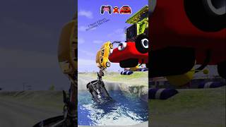 Gaint Dumper Rescue Car's & Bike On Big Hole 🕳️- Chain Pull Success? Beamng Drive #shorts