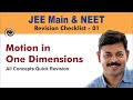 Motion in One Dimension | Revision Checklist 01 for JEE Main & NEET