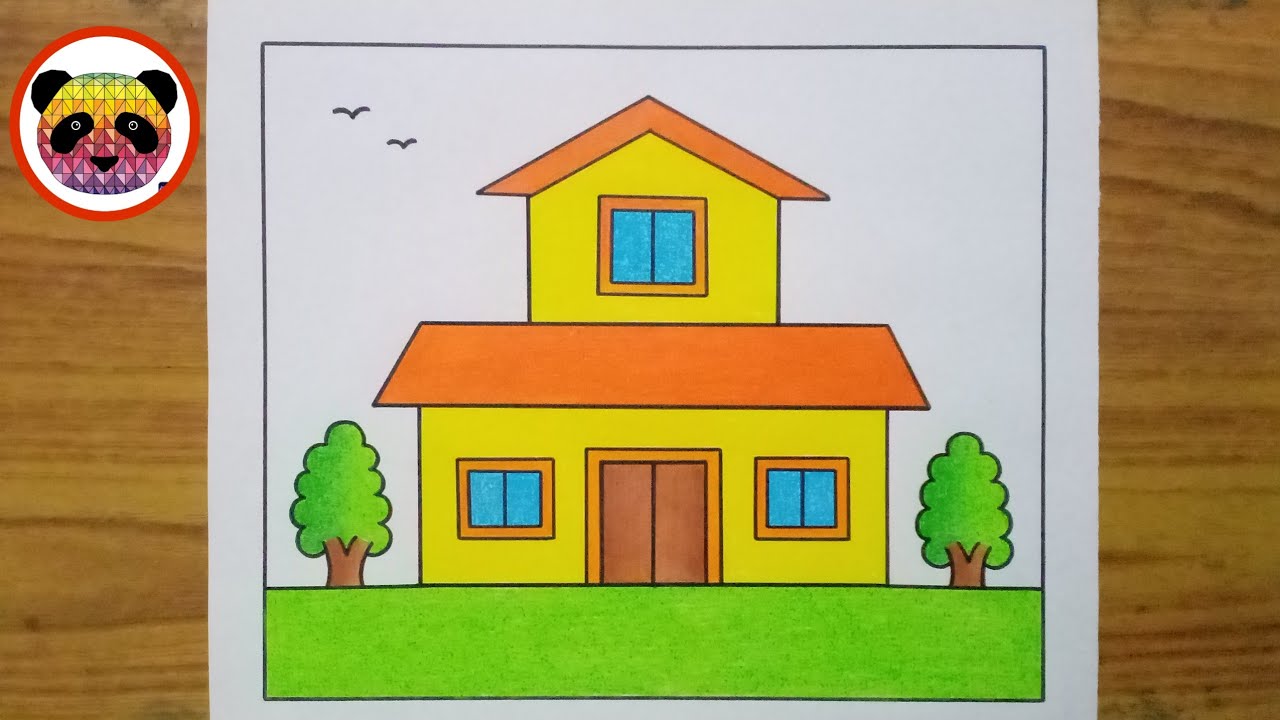 House drawing easy and beautiful / How to draw a simple house step by step  - YouTube