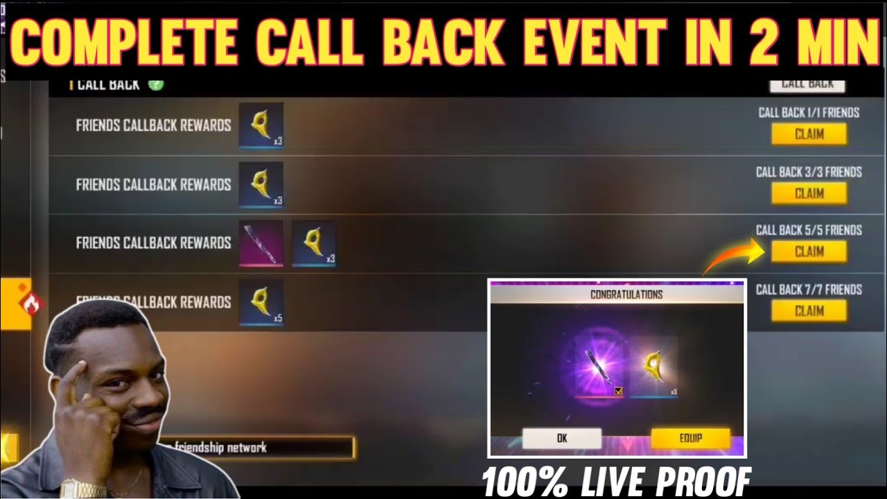 HOW TO COMPLETE CALL BACK EVENT IN FREE FIRE
