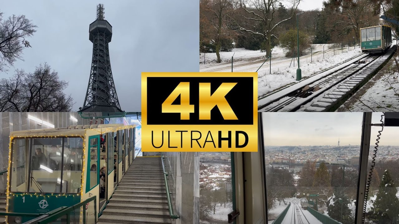POV Cable Car Petřín Tower - Prague | Winter Tour December (2023) | 4K HDR 60 fps