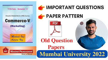 TYBCOM Commerce / Marketing Important Questions semester- 5 | Mumbai University