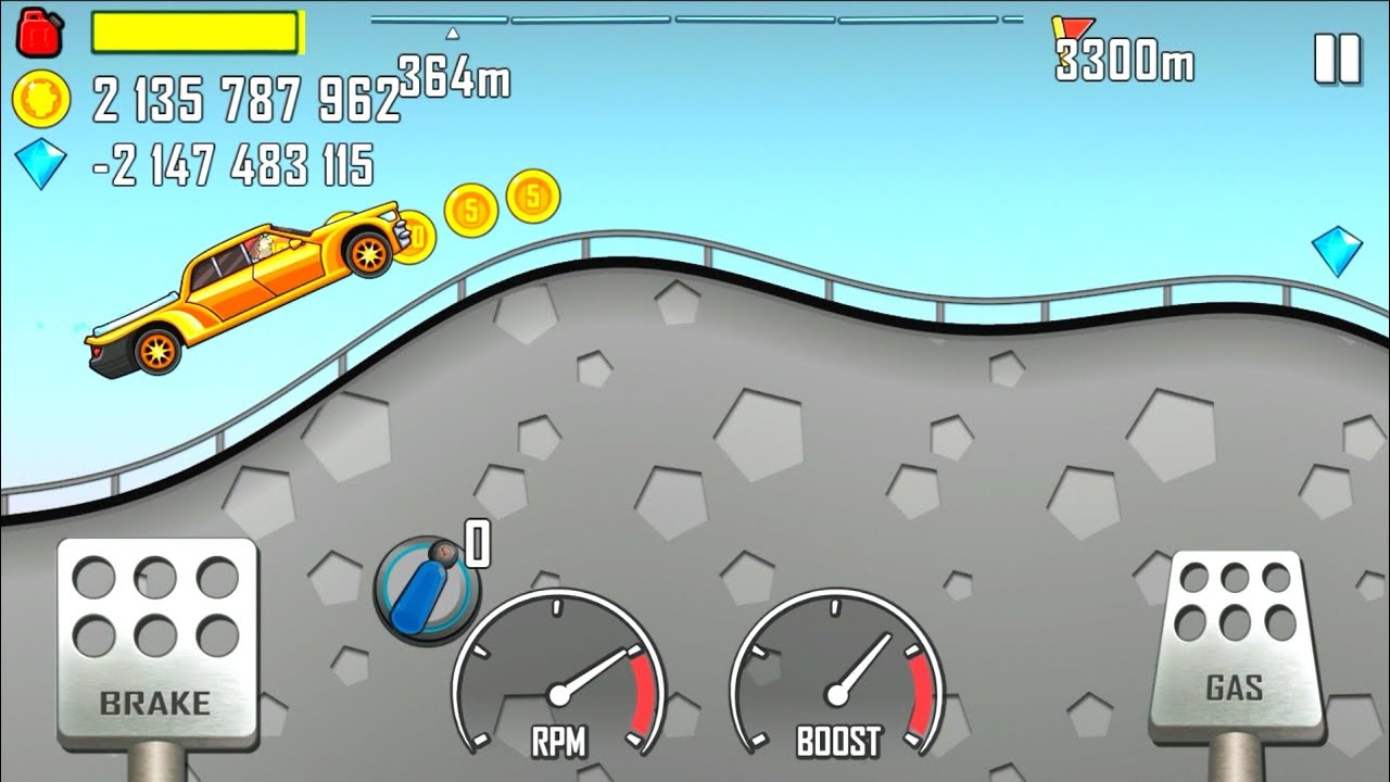 Hill Climb Racing Hack Mod Gameplay Walkthrough Golden Car (iOS