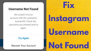 Fix instagram username not found we couldn't find an account with the username | not available