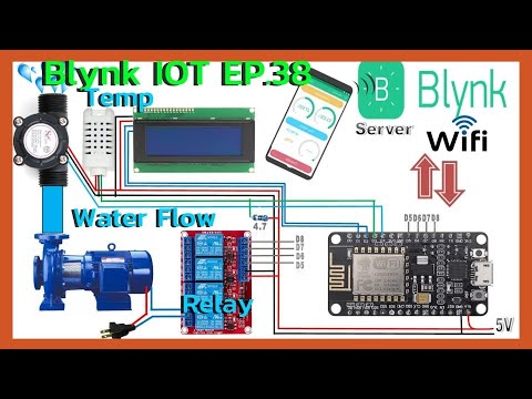 Blynk IOT EP.38 Flow Sensor Temperature ควบคุม Relay  LCD ในการควบระบบไฟฟ้าภายในบ้าน #DIY