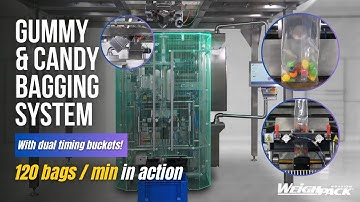 VF 1200 Gummy & Candy Bagging System Filling 120 Pouches per Minute with Dual Timing Buckets