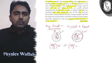 A uniform circular disc of mass \( 50 \mathrm{~kg} \) and radius \(...