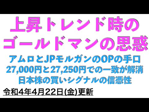 【株式投資】ゴールドマンの日経225オプションの下落圧力の手口に注目　チャート上での買いシグナル点灯のなかでのゴールドマンの思惑を考えてみました