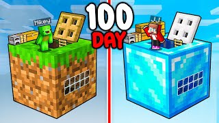 JJ and Mikey: POOR vs RICH Block 100 Days Battle in Minecraft - Maizen