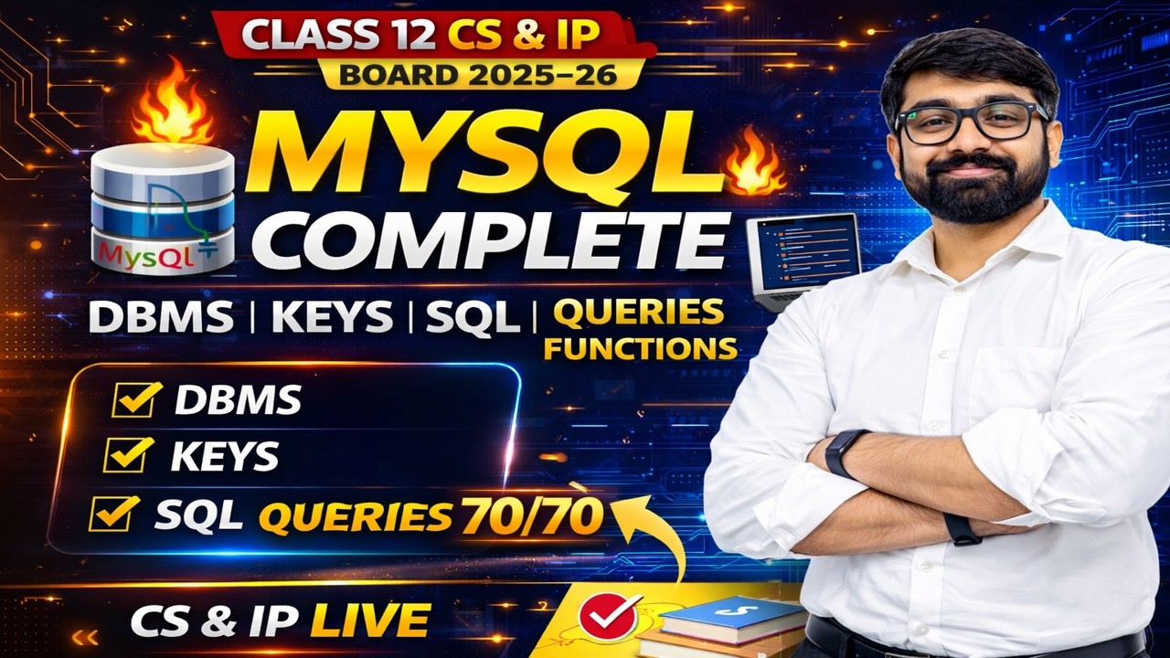 MySQL Complete One Shot 🔥 1 | DB Concepts + SQL Queries + Functions ...