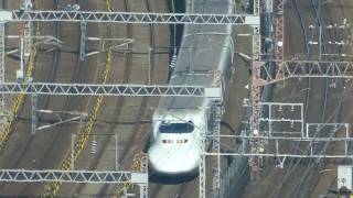 地上100メートルから望む名古屋駅に入線する東海道新幹線 N700系 2019.3.9