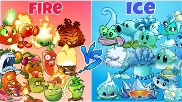 Team ICE-WATER vs FIRE - Who Will Win? - PvZ 2 Team Plant vs Team Plant