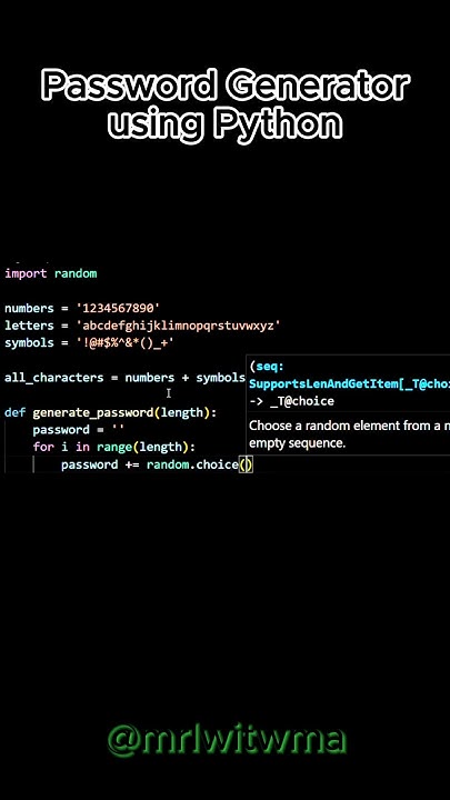 P@55w0rD! Generator using Python - YouTube