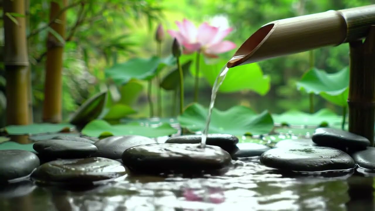 Zen Bamboo Water Flow & Soft Piano 🌿 | Peaceful Loop for Relaxation & Meditation