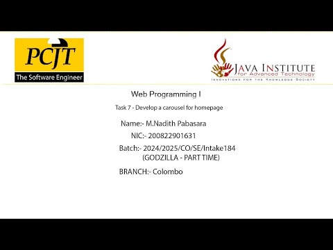 Web Programming 1 |Task 7 - Develop a carousel for homepage using Bootstrap and JavaScript