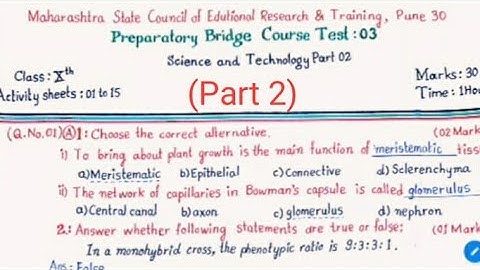 #sascienceacademy 10th | Bridge Course | Science and Technology-2 | Test 3 (Part 2)