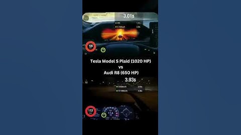 Tesla Model S Plaid 1020 HP vs Audi R8 650 HP #bmw #tesla #jdmcars #drag #race #mercedes #turbo #suv