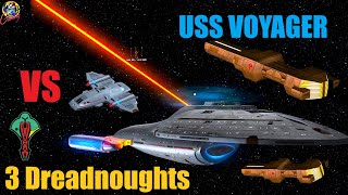 USS Voyager VS 3 Cardassian Dreadnoughts - Both Ways - Star Trek Starship Battles