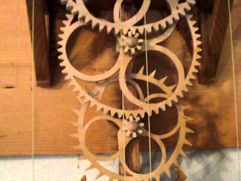 Simplicity, my homemade wooden gear clock - YouTube