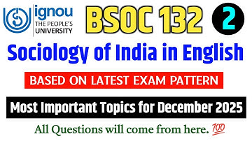 BSOC 132 Important Questions December 2025 in English | IGNOU BSOC 132 Important Questions 2025