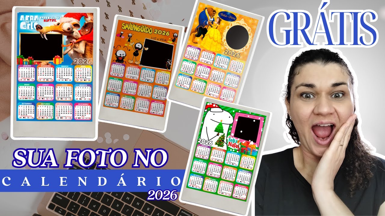 Como Baixar CALENDÁRIO 2026 GRATUITO e Colocar SUA FOTO  | + de 500 opções | Wal Leite