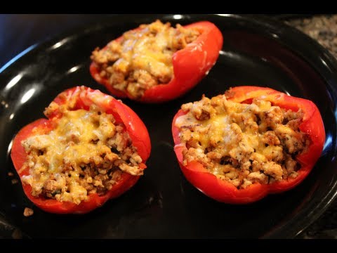 Bodybuilding Cutting Meal Low Carb Ground Turkey Stuffed Peppers-11-08-2015