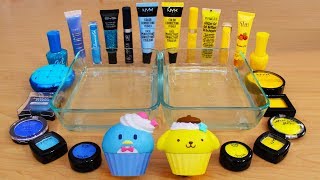 Blue vs Yellow - Mixing Makeup Eyeshadow Into Slime! Special Series 120 Satisfying Slime Video