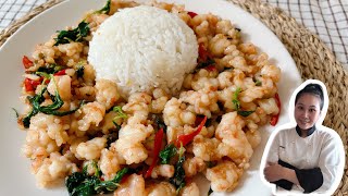 Cooking Thai 5 Minutes Recipe Spicy Shrimp “ Pad Kra Pao Goong Sub “|ThaiChef Food
