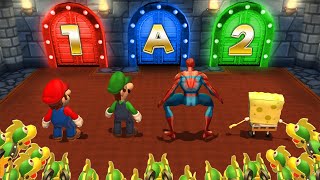 Mario Party 9 Step it up - Luigi Vs Spider Man Vs Mario Vs Spongebob (Master Cpu)