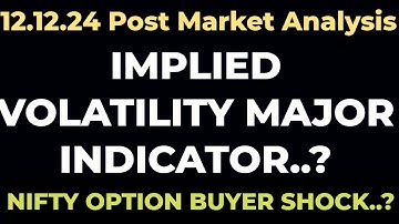 12.12.24 || IMPLIED VOLATILITY MAJOR INDICATOR..?