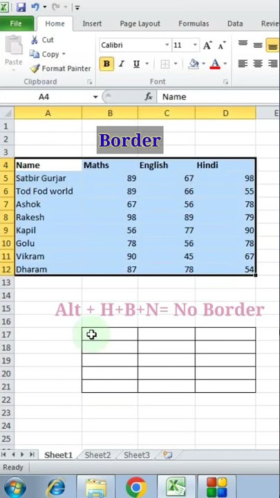 Add & Remove Border in Excel || Excel Tips & Tricks || @todfodeducation