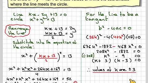 Finding the values of k such that a line is a tangent to a circle
