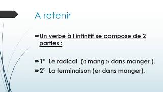 l’infinitif et les trois groupes