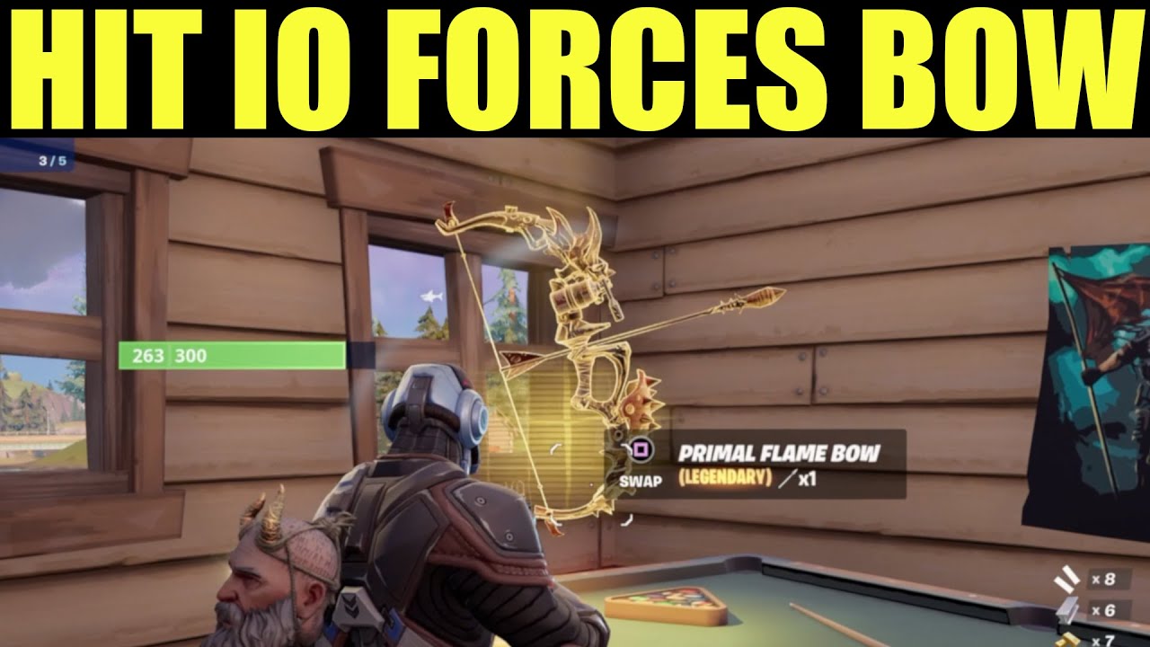 hit io forces usuing a primal flame bow - Fortnite PRIMAL FLAME BOW LOCATION