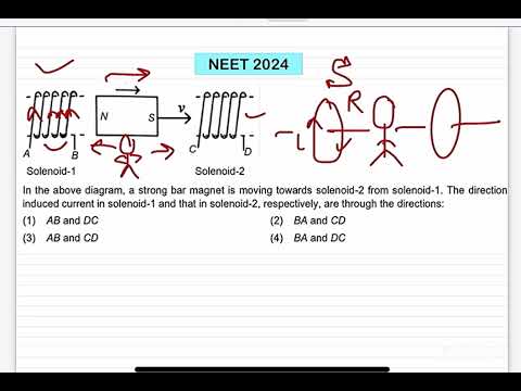 NEET 2024:In the above diagram, a strong bar magnet is moving towards solenoid-2 from solenoid-1. Th 14 NEET 2024:In the above diagram, a strong bar magnet is moving towards solenoid-2 from solenoid-1. Th
