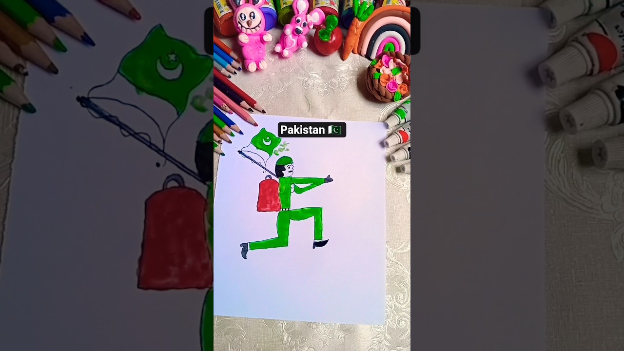 Pakistan 🇵🇰 Army easy drawing ideas 💡 Pakistan Army drawing trending short LEARNER CLUB 