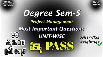 Degree Semester 5 - Project Management Most Important Questions UNIT-WISE Degree Exams 2025